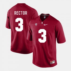 Cardinal College Football Mens #3 Michael Rector Stanford Jersey