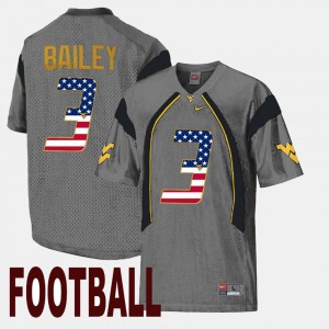 #3 Mens Stedman Bailey West Virginia Mountaineers Jersey Gray US Flag Fashion