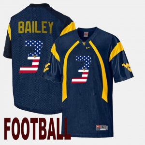 Men's US Flag Fashion #3 Stedman Bailey West Virginia University Jersey Navy