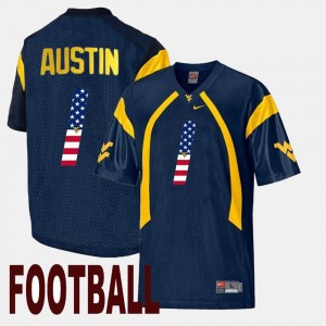 US Flag Fashion Navy Tavon Austin Mountaineers Jersey Men #1