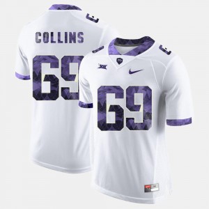Mens #69 White College Football Aviante Collins Texas Christian Jersey
