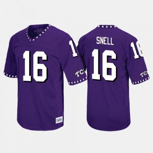 For Men's #16 Kenedy Snell Texas Christian University Jersey Purple Throwback