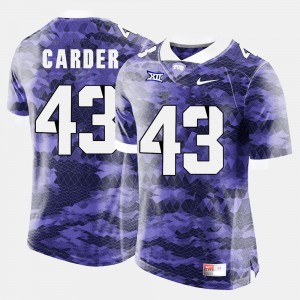 #43 College Football Men's Purple Tank Carder Texas Christian University Jersey