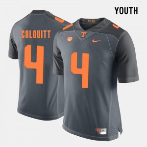 Youth(Kids) Britton Colquitt Tennessee Jersey #4 College Football Grey