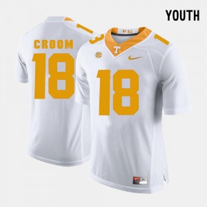 Youth #18 White College Football Jason Croom Tennessee Volunteers Jersey