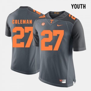 #27 College Football Justin Coleman Vols Jersey Grey For Kids