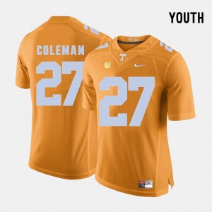 Justin Coleman Tennessee Jersey College Football Orange #27 Kids