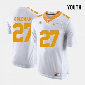 #27 White Justin Coleman Vols Jersey Kids College Football