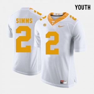 Youth College Football White Matt Simms Tennessee Vols Jersey #2