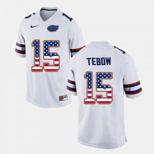 White US Flag Fashion #15 For Men's Tim Tebow Florida Jersey