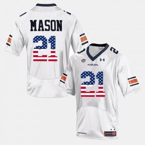 For Men #21 White US Flag Fashion Tre Mason Auburn University Jersey
