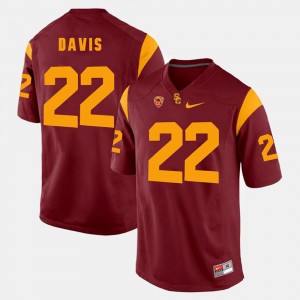 Justin Davis Trojans Jersey For Men's #22 Pac-12 Game Red