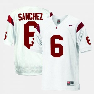 College Football Mens Mark Sanchez Trojans Jersey #6 White