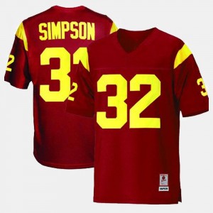 Red #32 College Football O.J. Simpson Trojans Jersey For Kids