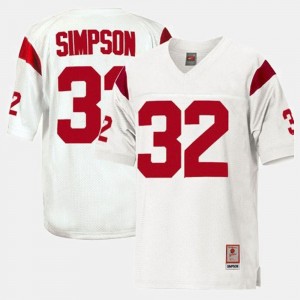 Mens #32 College Football White O.J. Simpson USC Trojans Jersey
