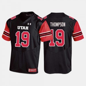 #19 College Football Black For Men Bryan Thompson Utah Jersey