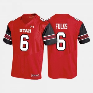 Men College Football Kyle Fulks Utah Jersey Red #6