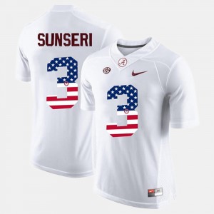 Vinnie Sunseri University of Alabama Jersey White Mens US Flag Fashion #3
