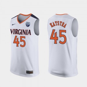 For Men's #45 Austin Katstra UVA Cavaliers Jersey 2019 Men's Basketball Champions 2019 Basketball Champions White