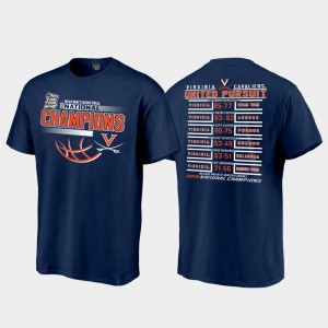 Virginia Cavaliers T-Shirt Navy 2019 NCAA Basketball National Champions Searing Schedule 2019 Men's Basketball Champions Men