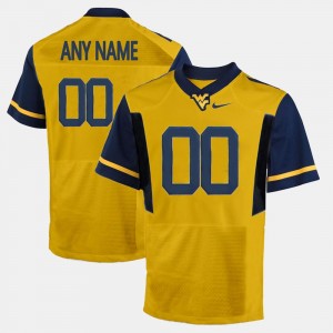 Men's #00 Gold College Limited Football West Virginia Mountaineers Custom Jerseys