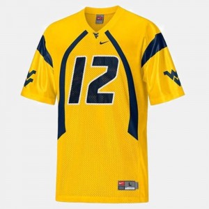 College Football Gold #12 Geno Smith West Virginia Jersey For Men