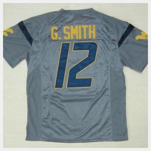 #12 Geno Smith West Virginia University Jersey Gray College Football Mens