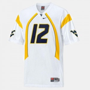 #12 Geno Smith Mountaineers Jersey White College Football Youth(Kids)
