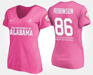 #86 For Women's Pink Name and Number With Message A'Shawn Robinson Bama T-Shirt