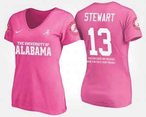 Pink Women's #13 Name and Number ArDarius Stewart Alabama T-Shirt With Message