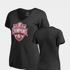 2018 SEC Football Champions V Neck Fanatics Branded University of Alabama T-Shirt Women Black