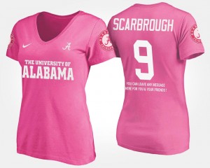 Pink Bo Scarbrough Alabama T-Shirt For Women's Name and Number #9 With Message