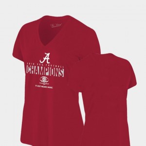 Locker Room V Neck Original Retro Brand Crimson Women 2018 SEC Football Champions Bama T-Shirt