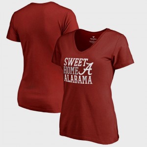 Bowl Game Hometown Collection Sweet Home Alabama V Neck Crimson Women's Bama T-Shirt