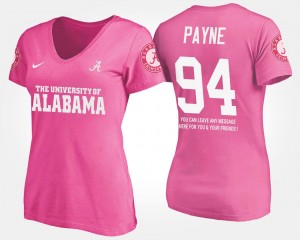#94 Pink Da'Ron Payne Alabama T-Shirt Name and Number Ladies With Message