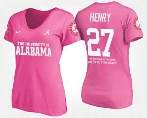 Pink Name and Number Women's With Message Derrick Henry Bama T-Shirt #27