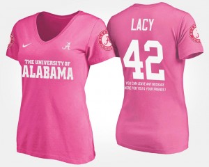 For Women With Message #42 Name and Number Pink Eddie Lacy University of Alabama T-Shirt