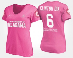 Ladies Ha Ha Clinton-Dix University of Alabama T-Shirt With Message Name and Number Pink #6