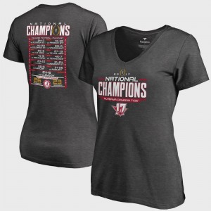 Bowl Game Women's College Football Playoff 2017 National Champions Schedule V Neck Bama T-Shirt Heather Gray