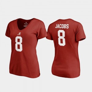 For Women Josh Jacobs Alabama T-Shirt College Legends #8 V Neck Name & Number Crimson
