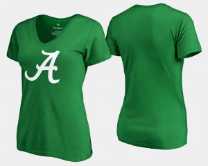 Alabama Crimson Tide T-Shirt Womens St. Patrick's Day Kelly Green White Logo Fanatics Branded