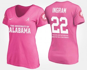 #22 Womens Pink Name and Number With Message Mark Ingram Alabama Crimson Tide T-Shirt