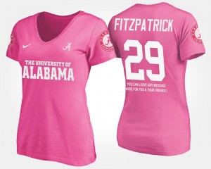 #29 Name and Number Womens With Message Minkah Fitzpatrick Alabama Crimson Tide T-Shirt Pink