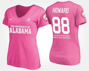 Womens O.J. Howard Alabama T-Shirt Name and Number Pink With Message #88