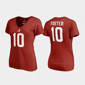 College Legends #10 Women's Crimson Name & Number Reuben Foster University of Alabama T-Shirt