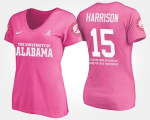With Message Pink Women's #15 Name and Number Ronnie Harrison Alabama T-Shirt