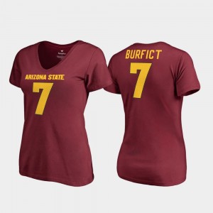 #7 Maroon Ladies College Legends Vontaze Burfict Sun Devils T-Shirt V Neck