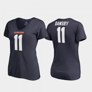 Karlos Dansby Auburn T-Shirt #11 Navy For Women's V Neck College Legends