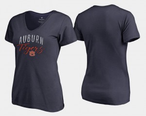 Graceful Navy For Women's Auburn University T-Shirt V Neck Fanatics Branded