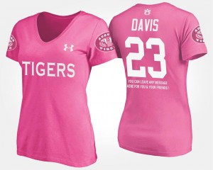 Name and Number With Message #23 Pink Womens Ryan Davis Auburn University T-Shirt